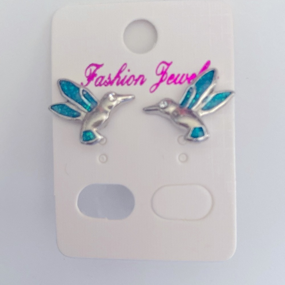 Hummingbird stud earrings - Picture 2 of 3